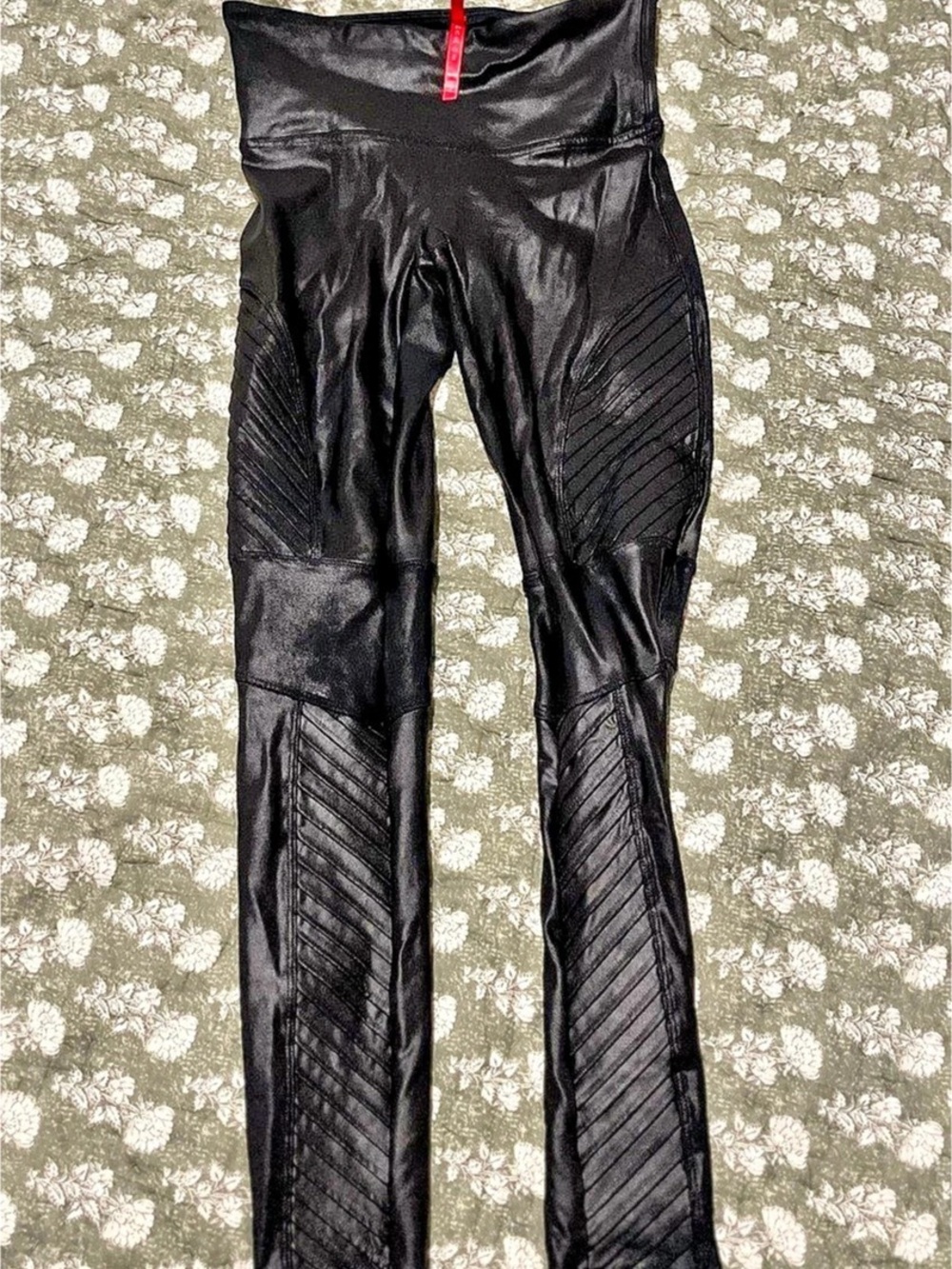 SPANX Faux Leather Moto Leggings Black Medium